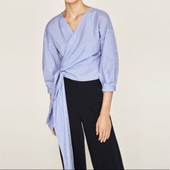 Zara wrap blouse with long tie - Picture 2 of 3